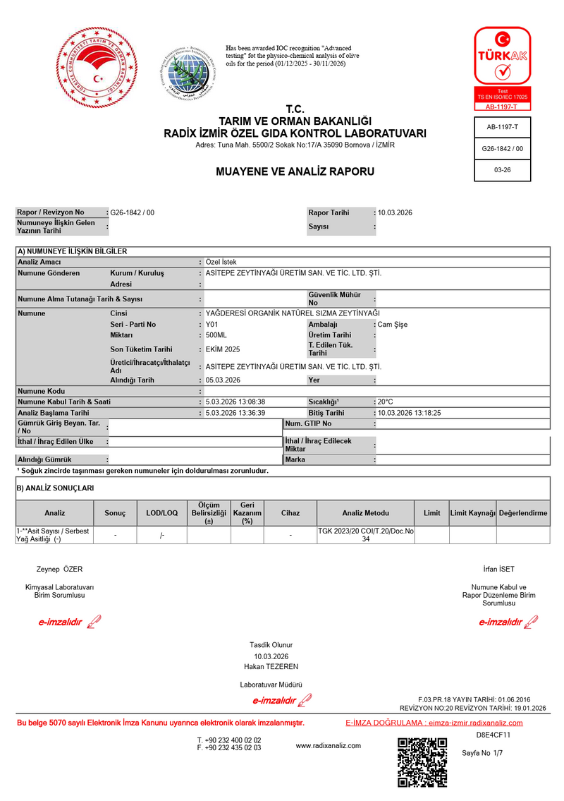 Organik Natürel Sızma Zeytinyağı 5L